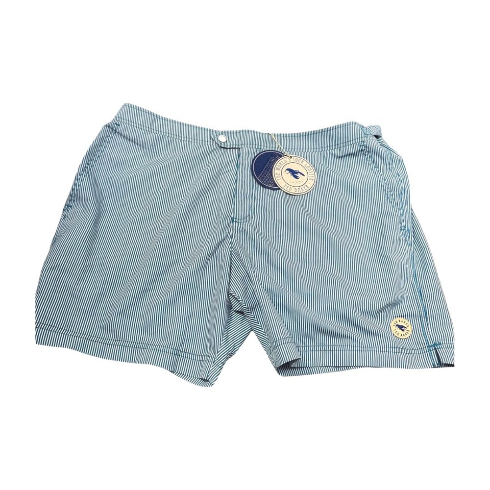 Ted Baker Swim Trunks Mens Blue Stripe Size 7 3XL Purple Lobster Liner New